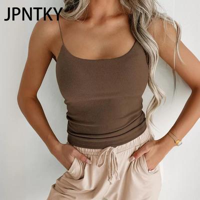 JPNTKY Women's Fashion Casual Summer Solid Color Print Sleeveless U-Neck Blouses & Shirts