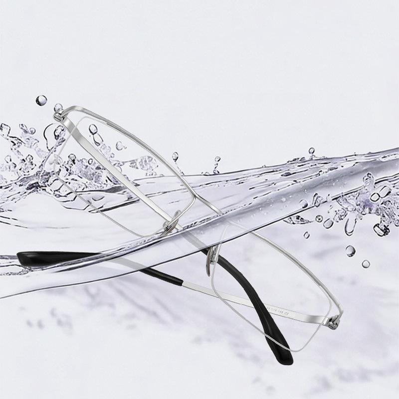 Professional Pure Titanium Semi-Rimless Men's Glasses Frame Ultralight Business Prescription Eyewear for Executive Office Work