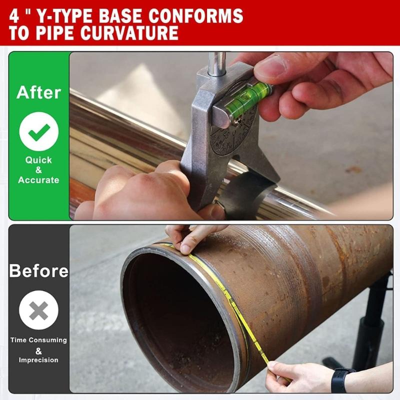 Safety Pipe Marker Centering Tool,Use to Measure Pipes 0.5" and Up, Standard 4" Y-Type Head Adjustable Set Level