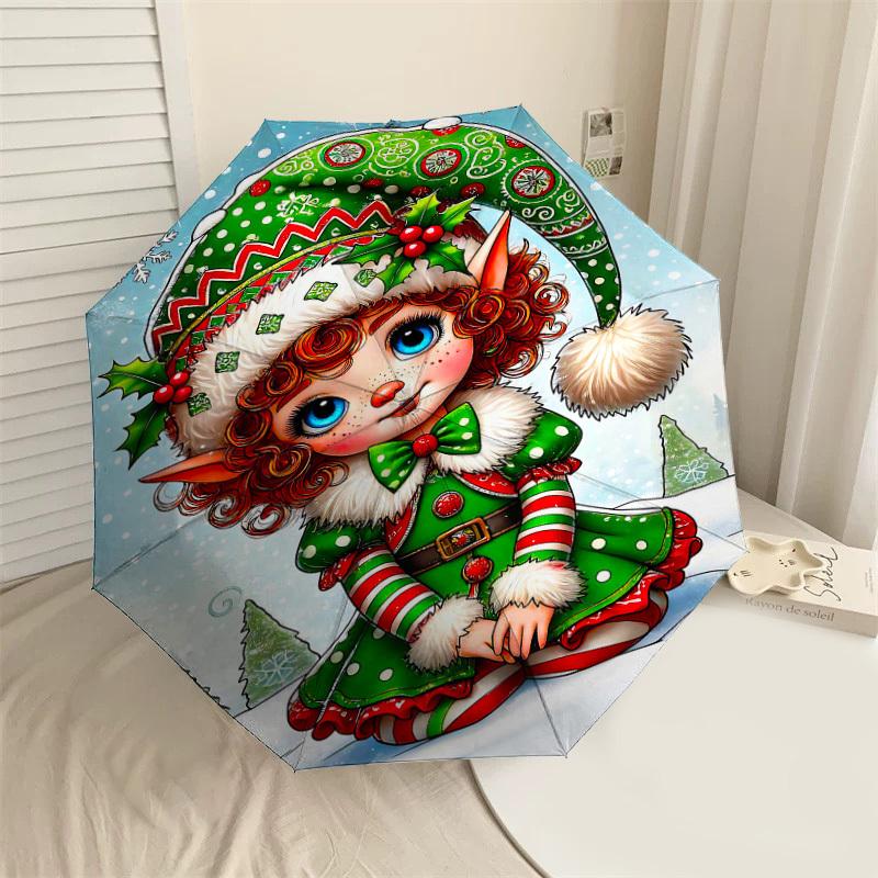 

1PC elf snowy Automatic Open/Close Umbrella Compact Folding Umbrella with 8-Rib Shaft lightweight esign, Highquality Fabric1136A
