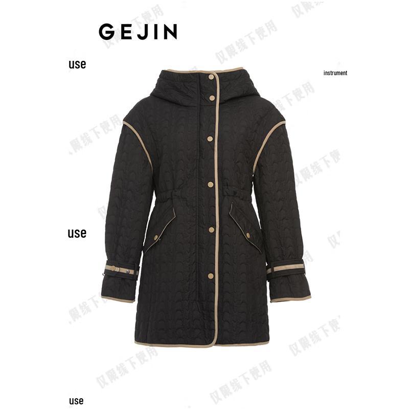 Gejin Women's Spring/Autumn Color-Block Slim-Fit Jacket