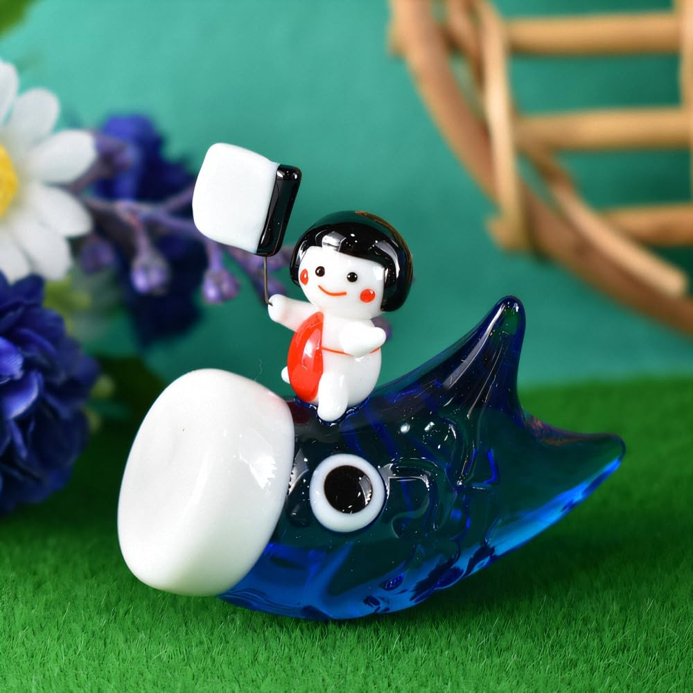 Four Cart Cute Handmade Glass Craft Boys' Day Waterfall Climbing Axe Kintaro