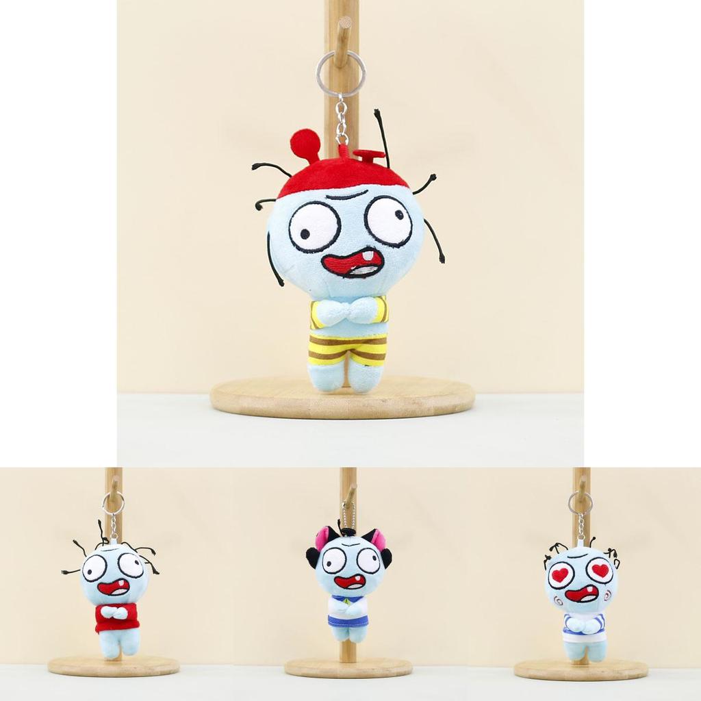 Cute Red Zombie Plush Toy Bag Pendant Keychain Adorable 13cm Stuffed Doll