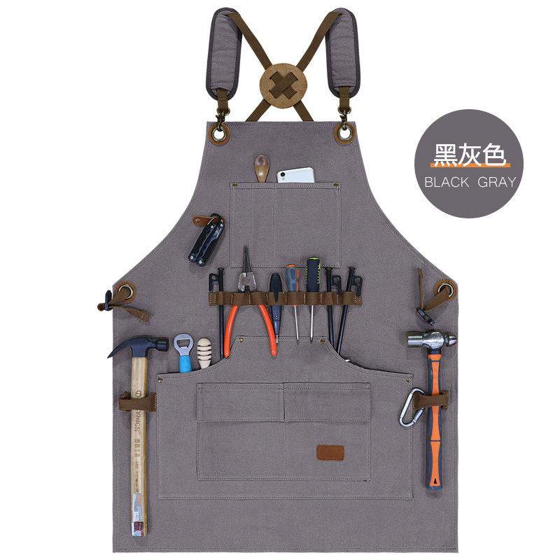 Mehrere Taschen Küchen-Arbeitsschürze Feste Leinwand Verdickte Abriebfeste Schürze Bluse Arbeitskleidung