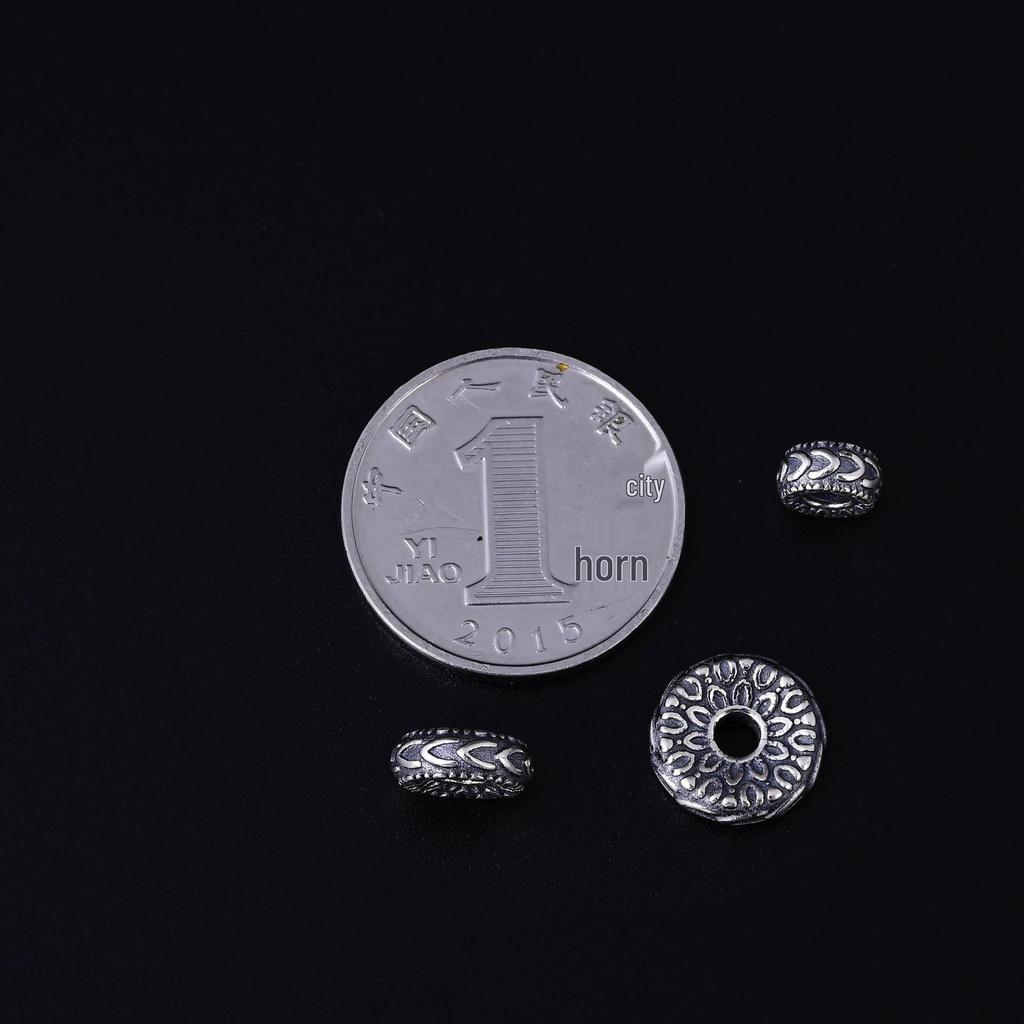 S925 Sterling Silver Chinese Retro Spacer Beads for DIY Prayer Woven Rope Jewelry.