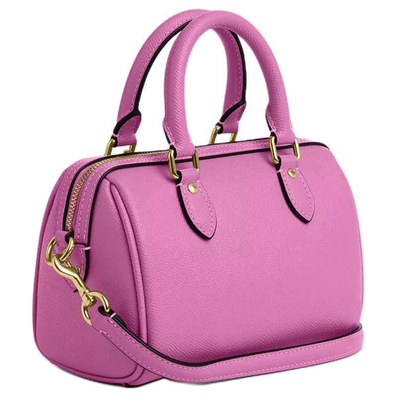 Coach Rowan 17 Metal Logo Leather Shoulder Crossbody Tote Small Women's Fuchsia