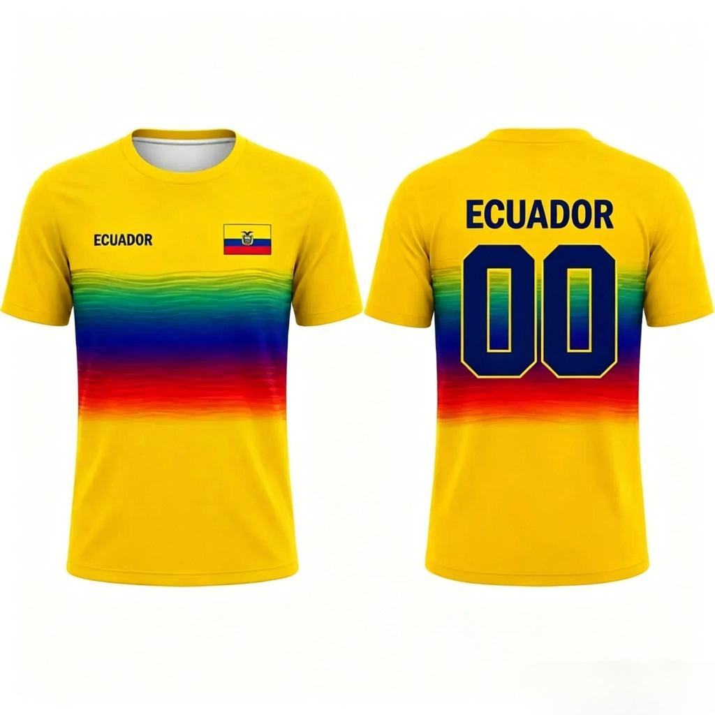 Maillots de l'équipe de football équatorienne, tailles enfants et adultes, vêtements de sport familiaux, imprimé bleu et blanc, tenues d'entraînement pour les passionnés de sport.