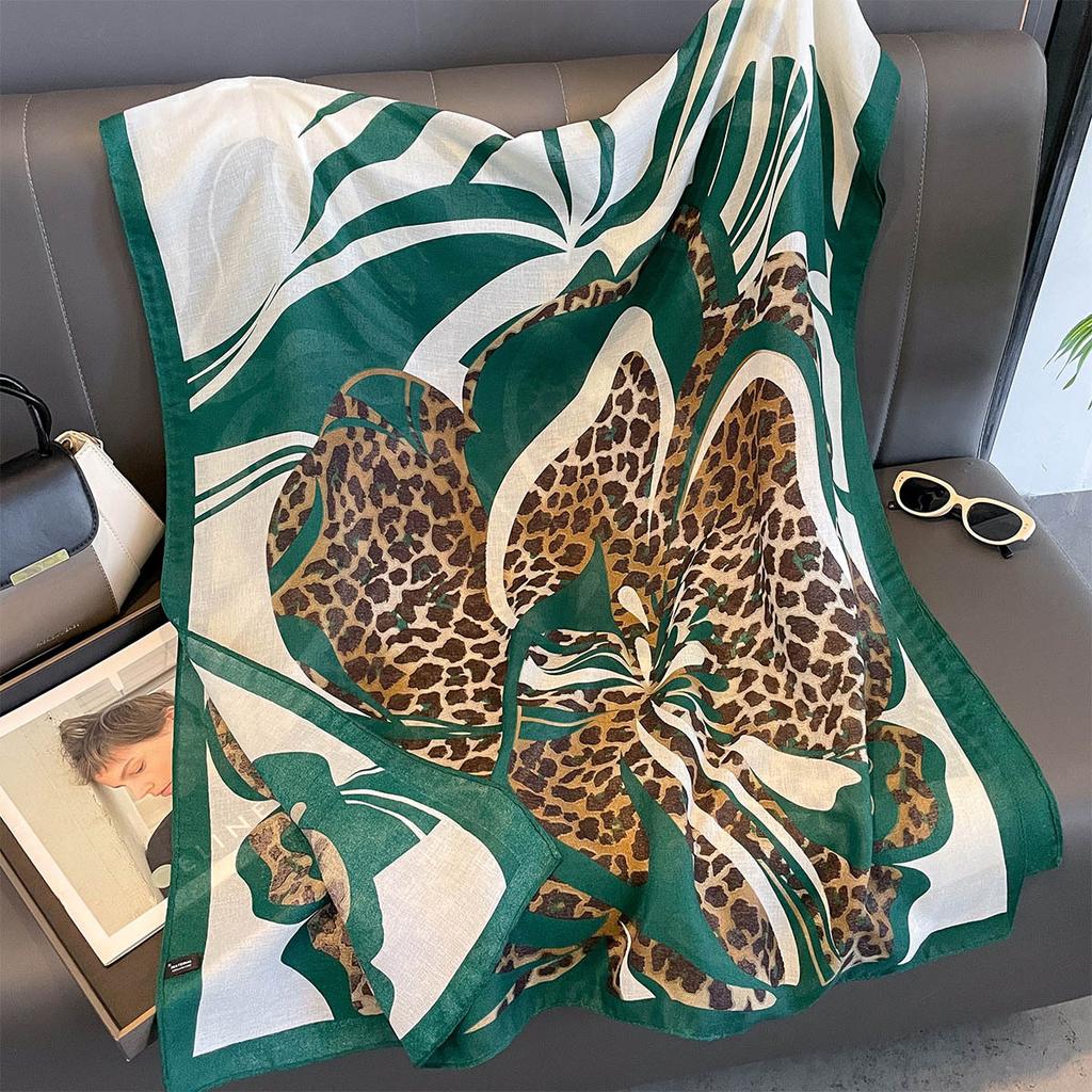 Women Cotton Linen Rose Print Scarf Shawl Hijab Muslim Long Headscarf Scarves Head Wraps Long Female Head Scarf