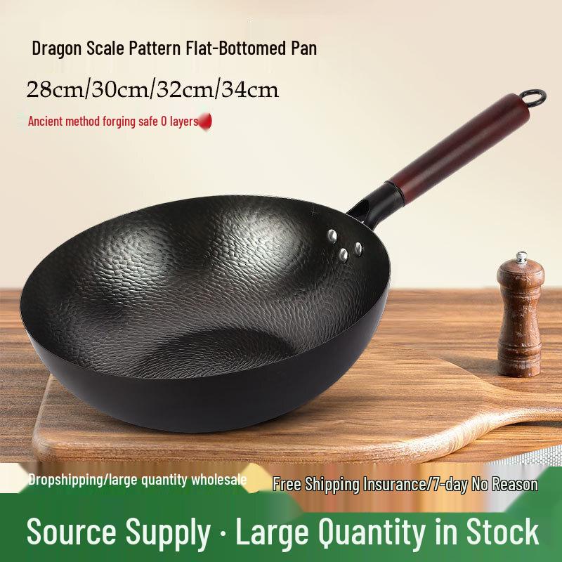 Aibeili Wrought Iron Flat Bottom Wok