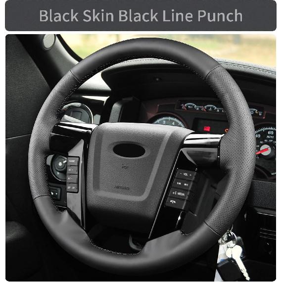 Hand Sewn Steering Wheel Cover Microfiber Leather Stitched on Wrap,Fit for Ford 2015 Expedition/2014 F-150 Tremor/2013 F-150/2010 2011 F-150
