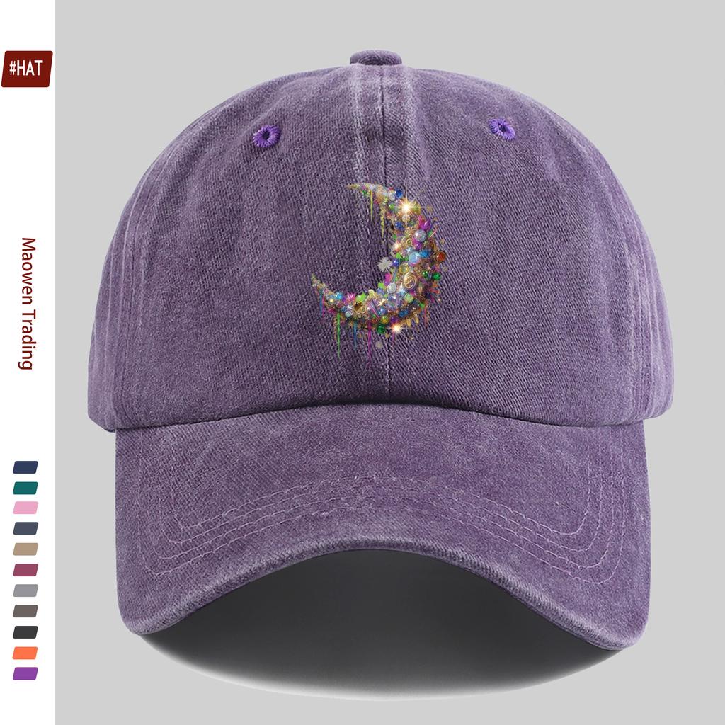 Pc Shimmering Moon Pattern Printed Baseball Cap Cool Printed Trucker Sun Hat Comfortable Lightweight Papa Cap Dad Mom Beach