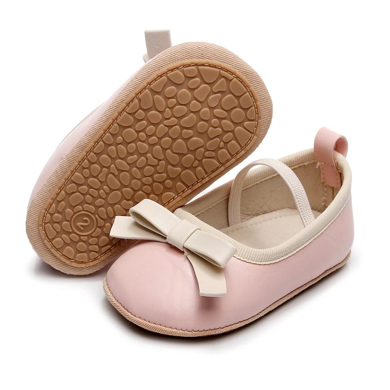 

Newborn Baby Shoes Baby Girl Shoes Cute Bow Leather Rubber Sole Anti-slip Toddler First Walkers Infant Girl Shoes Moccasins 0-6 Months розовый