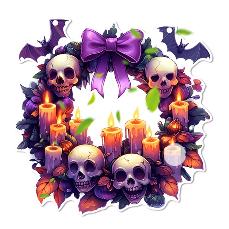 Cartoon Halloween Ghostly 2D Flat Acrylic Wall Decors Light Hanging Craft Ornament For Home Office School Decoration