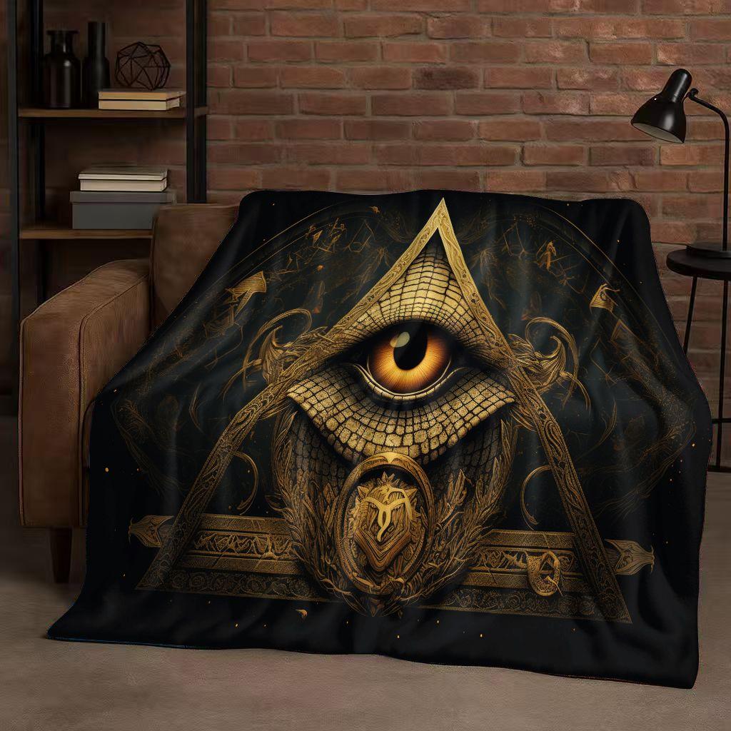 Freemasonry All Seeing Eye Symbol Evil Eye Art Flannel Blanket,Ultra Soft Warm Plush Throw for Home Bedroom Bed Sofa Cover Kids
