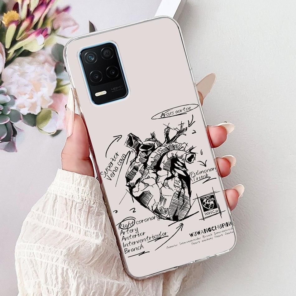 Pro telefon Realme 8 5G RMX3241 Pouzdro na telefon Realme8 5G Elegantní Květinový Potisk Kočky Měkký Silikon Průhledné TPU Pouzdra