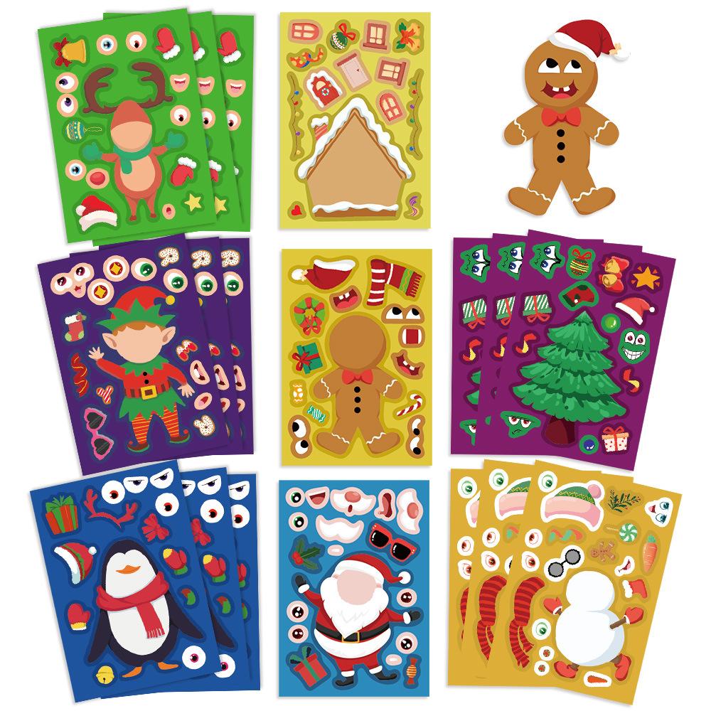 8 Sheets Christmas Gift Santa Claus Pet Stickers for Kids DIY Handmade Album Creative Crafting Decals Laptop Scrapbook Phone