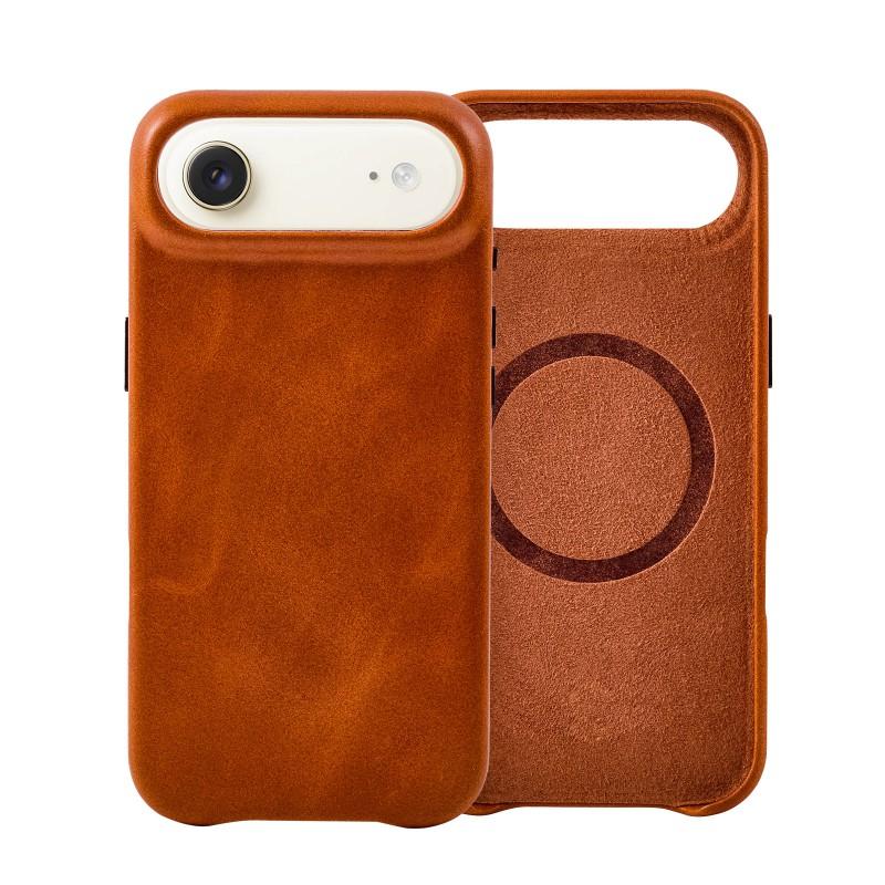 Genuine Leather Phone Case IPhone 17 Magnetic Full Body Protection Premium Business Style
