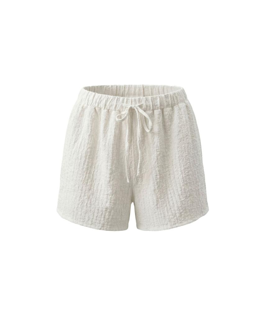 VIKINI VENDER Lia Front Tie Ribbon Cardigan & Wide Shorts Cover-Up Set 2Pcs - Ivory
