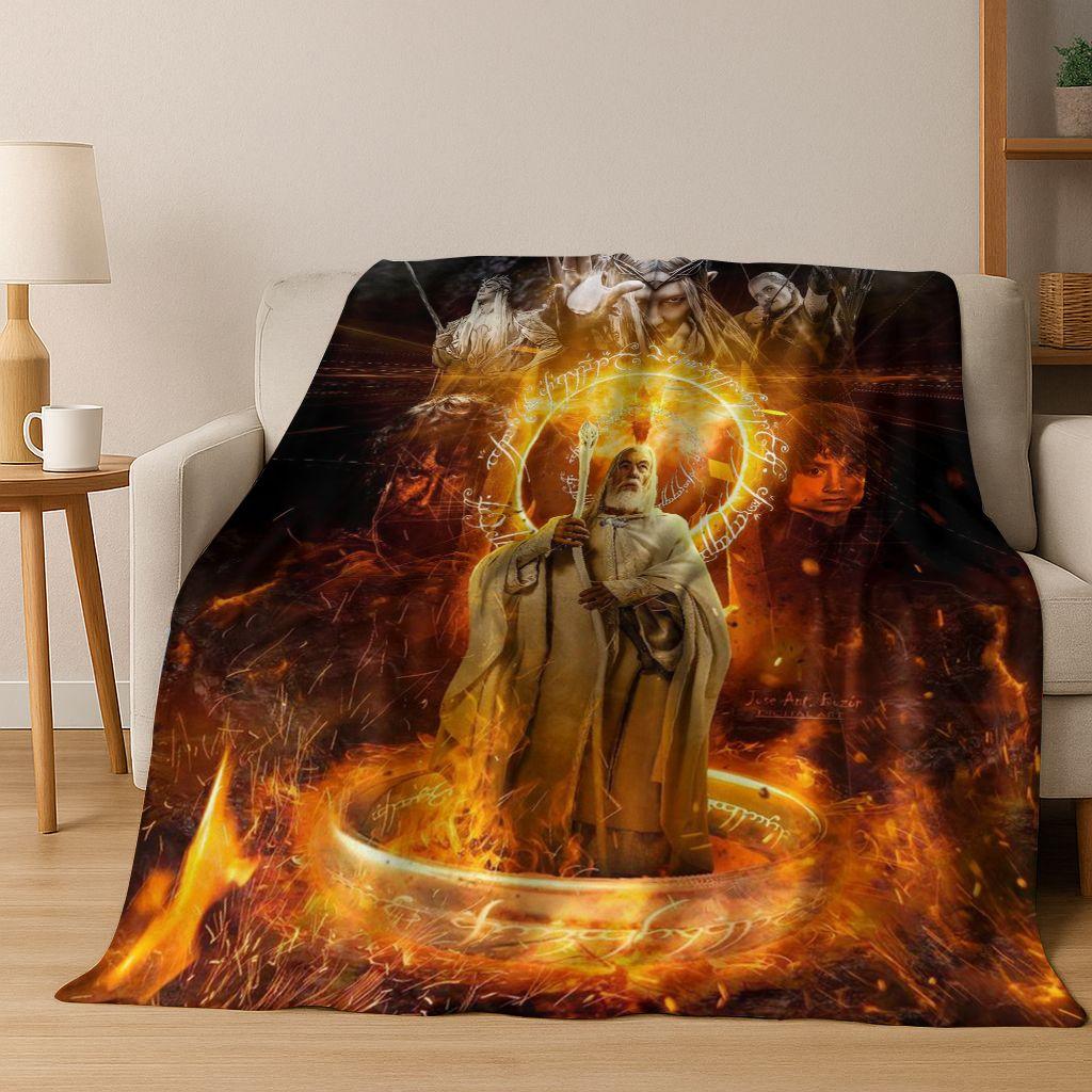 Classics L-Lord of The Rings H-Hobbit Movie Flannel Blanket,Warm and Cozy Soft Throw Blanket for Home Bedroom Bed Sofa Cover Kid