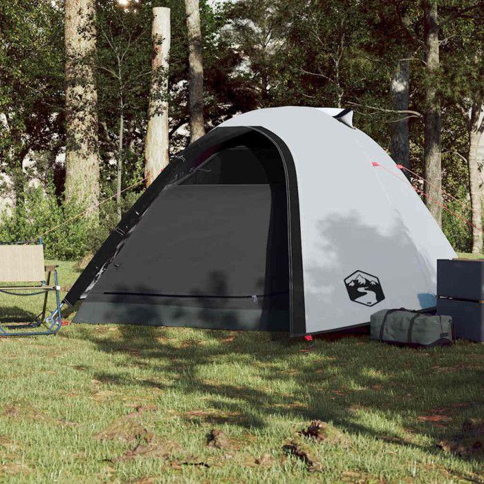 VidaXL Camping Tent 4 Person, Shade Tent with Bag, Portable Awning with Sidewalls for Hiking, White 94338