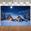 Snow Winter Christmas Village Background Pine Tree Houses Backdrop New Year Home Decoration Photography Photo Studio Props4