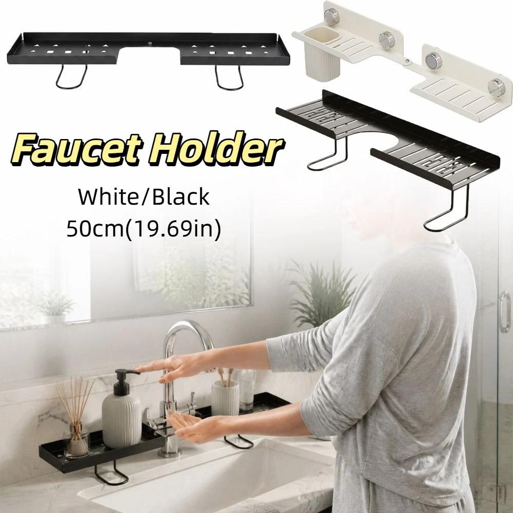 Vertical Bathroom Faucet Storage Rack Countertop No-Drilling Sink Counter Storage Rack Above Sink Wall-Mounted