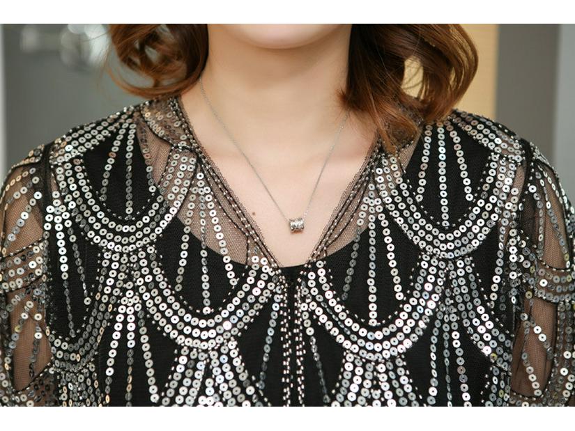 Trendy European & American Mid-Sleeve Sequin Beaded Shawl Jacket for Women