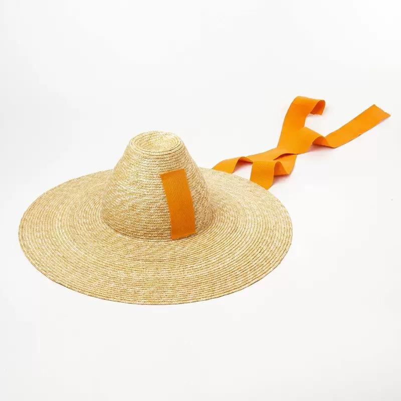 2025 New Elegant 15cm Wide Brim Sun Hat For Ladies Summer High-top Ribbon Hand-woven Black Hat Designer Style Hats Caps Men