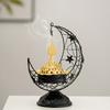 Middle East Handheld Crescent Metal Incense Burner Black/Gold Living Room Tabletop Aromatherapy Burner Arab Eid Ornament