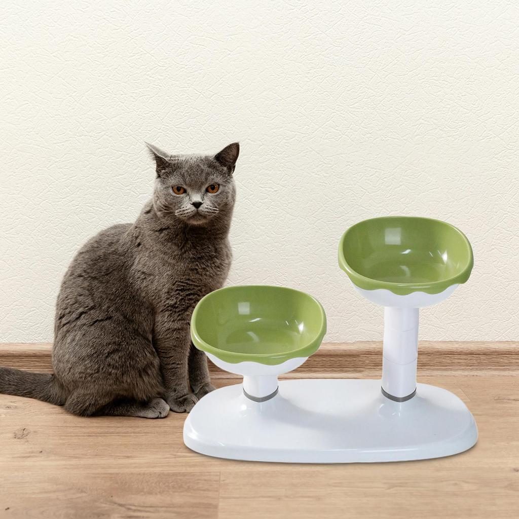 Elevated Cat Bowl Adjustable Height and Angle Cat Water Bowl Pet Feeding Bowl Pet Food Bowl for Cats Kitten Small Dogs Kitty