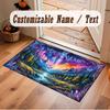 Mushroom Forest Theme Crystal Velvet Floor Rug Personalized Custom Name Text Warm Carpet Home Decoration