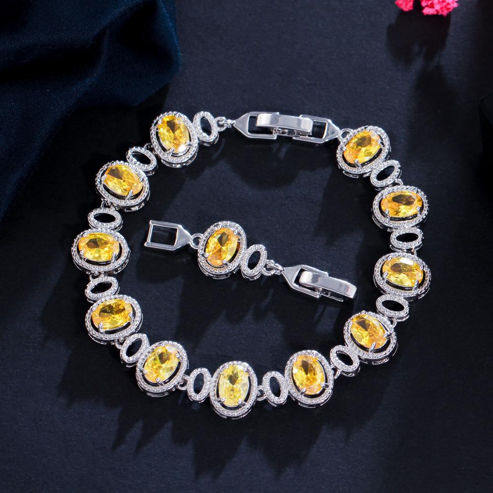 Accessories, Brass, Gold Plated, Zircon Charms, Sapphire Women'S Bracelet, Birthday Gift