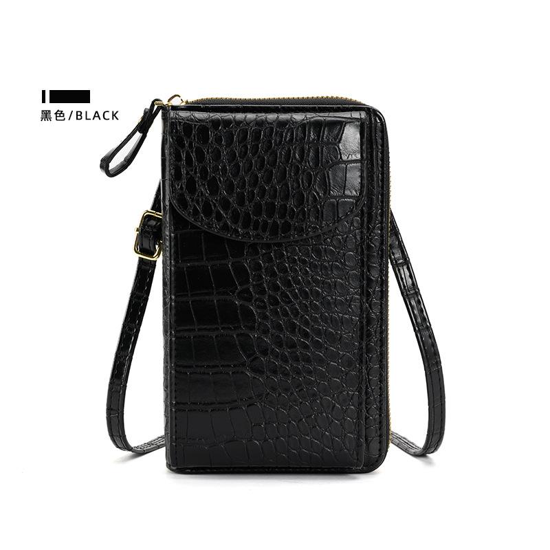 

new vertical mobile phone bag, women s vertical leather small square bag, fashionable shoulder messenger commuter bag чёрный