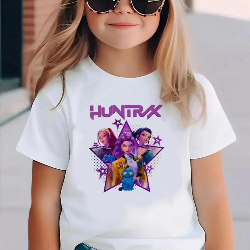 Kpop Demon Hunters Children's Clothing Short Sleeve T-shirt Cute Kpop Demon Hunters T Shirt Harajuku Tshirt for Boys Girls