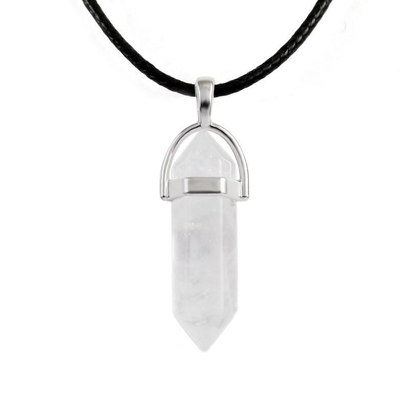 Hermoso Collar de Piedra de Cristal Natural con Colgante Hexagonal Único para Curación
