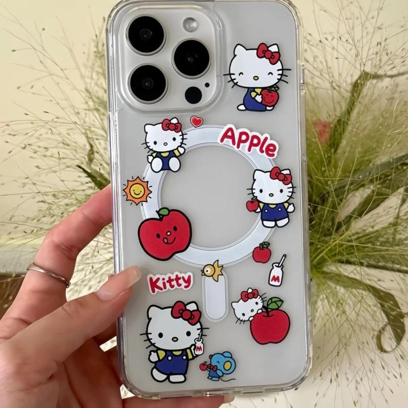 Magnetic Hello Kitty Holder Bracelet Case For Samsung Galaxy S26 Ultra S25 S24 S23 S22 Plus Ultra FE Flip 7 6 5G Korean Casing