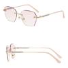 Women's Trendy Diamond Cut Reading Glasses Blue Light Blocking Gradient Far Sight Eyeglasses Unisex Female Retro Rimless Eyewear