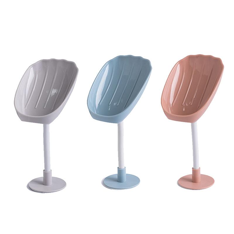 Creative Leaf-shaped Soap Box Perforated Free Standing Suction Cup Drain Bathroom Storage Soap Rack Laundry Soap Box