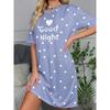 Nuovo Arrivo Pigiama con Stampa Occhi Grandi Donna Girocollo Manica Corta Stile Vestito Rosa Loungewear Facile e Comodo