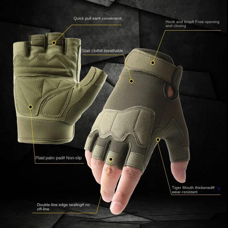 Hunting Gloves for Men and Women Half Finger Outdoor Mountaineering and Cycling Wear-resistant Breathable Riding Gloves Camping
