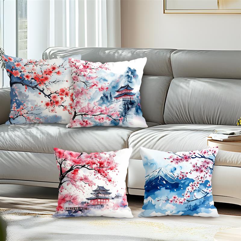 Cherry Blossom Cushions Pillowcase Printed Polyester 45x45cm Throw Pillow Cover Decorative Sofa Cushion Pillowslip Home Decor