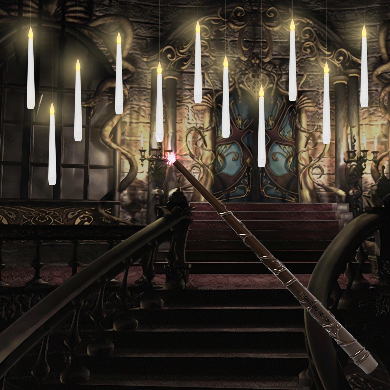 

12/20 шт. беспламенных конусных плавающих свечей с волшебной палочкой, пультом дистанционного управления, таймером, работающим от батареек, подвесные оконные свечи, мерцающие, 17,02 см, светодиодные электрические свечи 12pcs