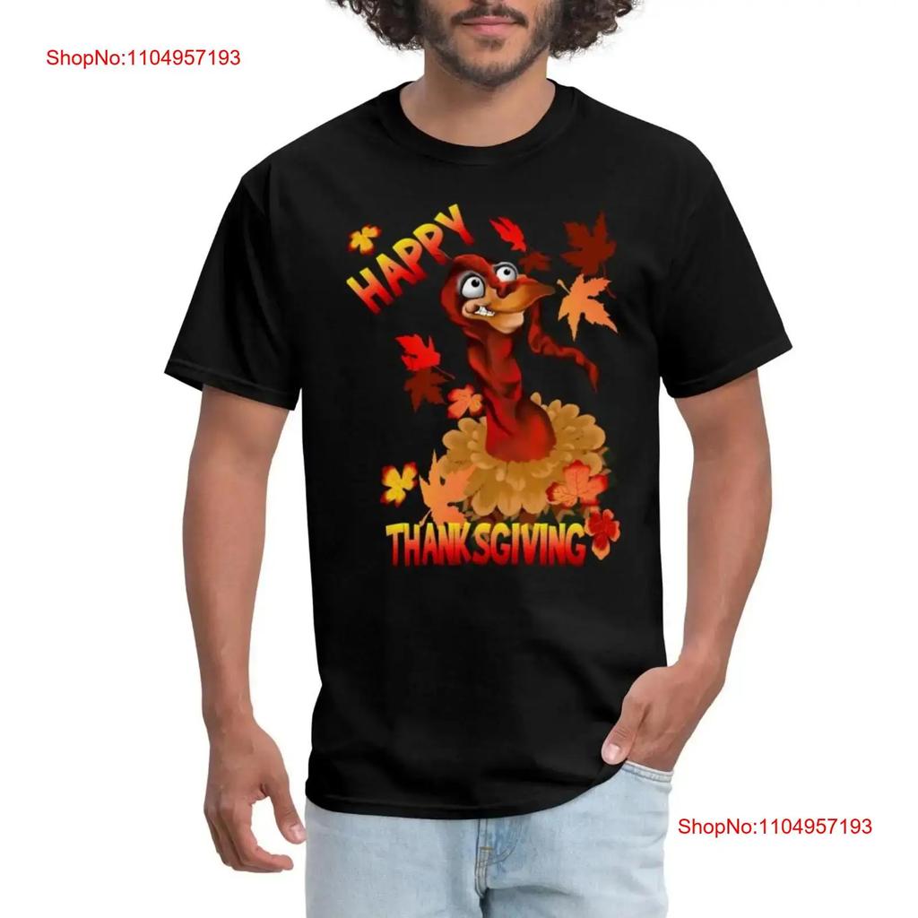Happy Thanksgiving Turkey Leaves Mens T Shirt vintage Washed Stretched streetwear Top For Everyday Wear designer clothes