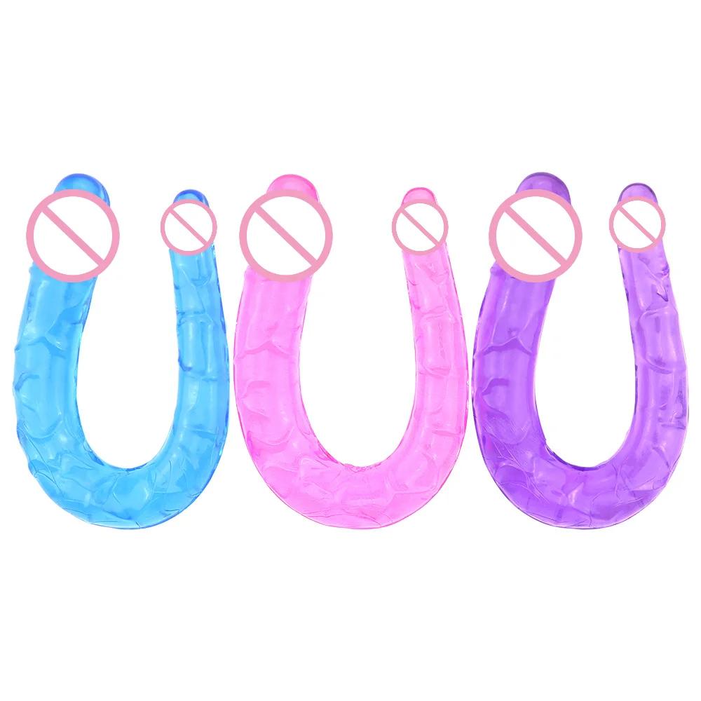 Double Ended Realistic Dildo Flexible Dildos Long Dong for Double Sided Anal Play G-spot Stimulator Sex Toys for Women Couple