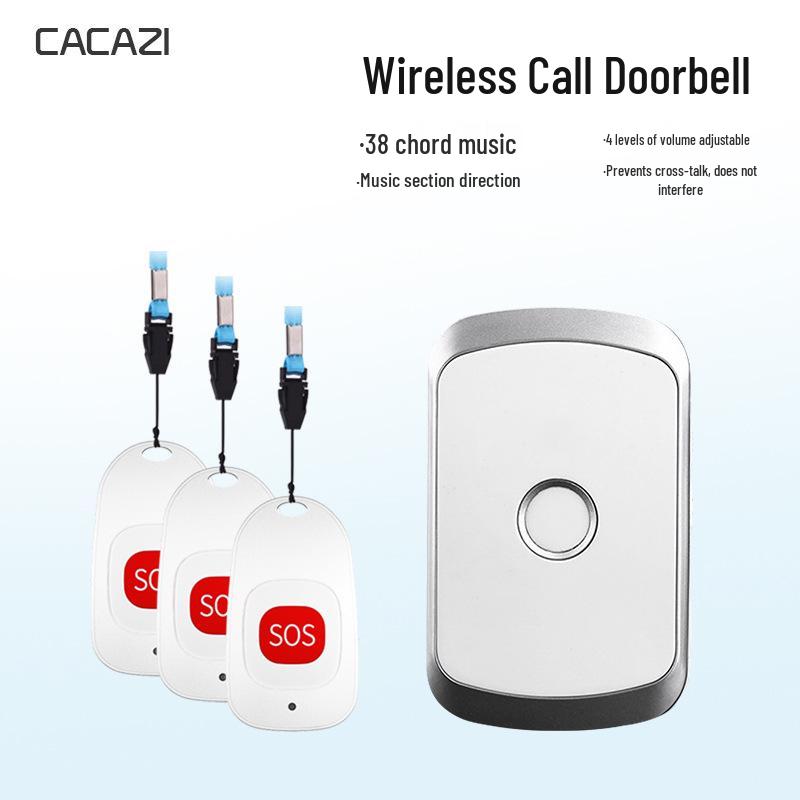 Emergency Call Button for Seniors, Children, and Patients - Wireless, Waterproof, Three-in-One Service Bell серебряный