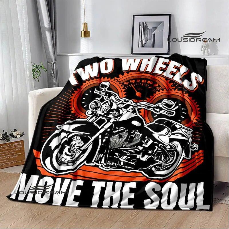Motorcycle Retro Printing Blanket Flange Warm Blanket Soft and Comfortable Blanket Picnic Blanket Bed Linings Birthday Gift