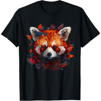Red Panda Artwork - Autumn Leaves Animal Red Panda T-Shirt
