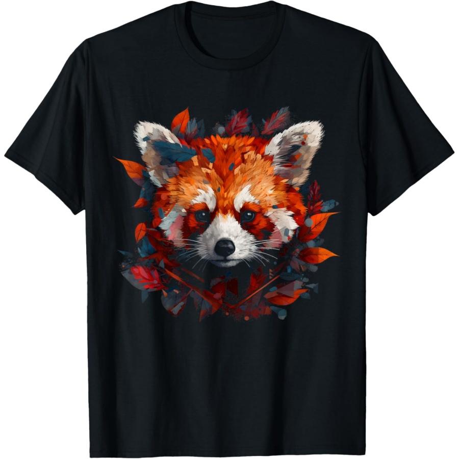 Red Panda Artwork - Autumn Leaves Animal Red Panda T-Shirt S