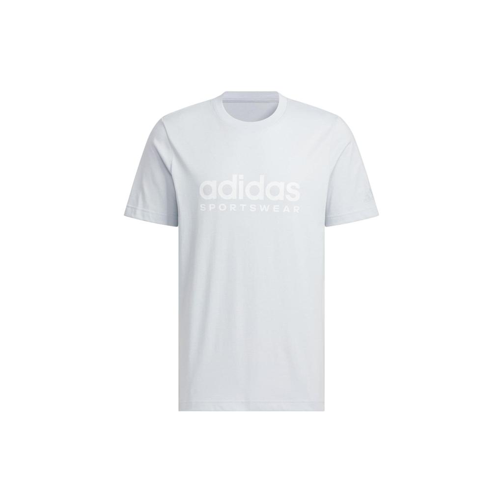 Adidas Printed Letter Breathable Round Neck Short Sleeve T-Shirt Unisex T-Shirt Light-Blue JI9071