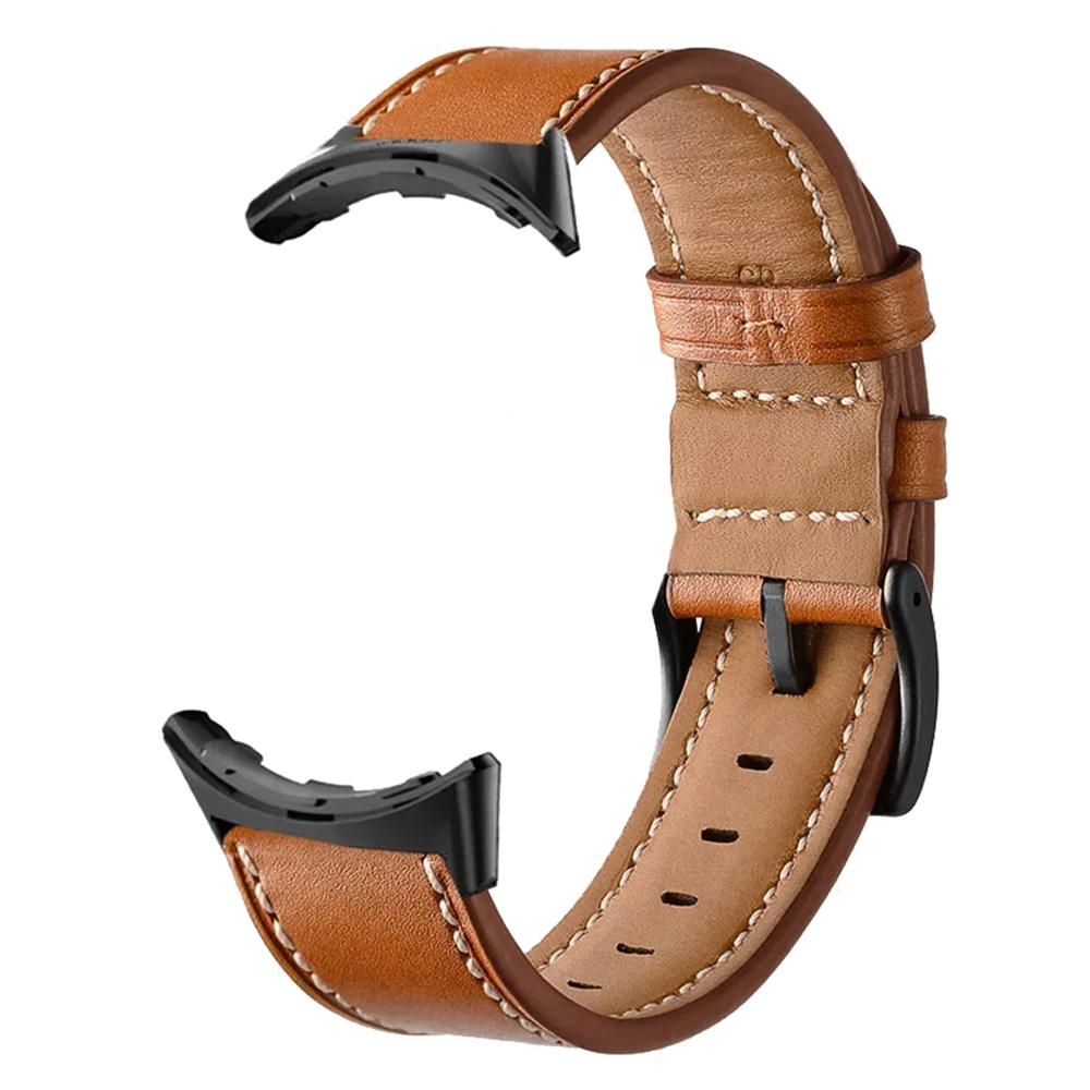 Fiber Leather Watch Band for Google Pixel Watch 4 45mm/Watch 3 45mm Stitching Line Quick Release Replacement Strap